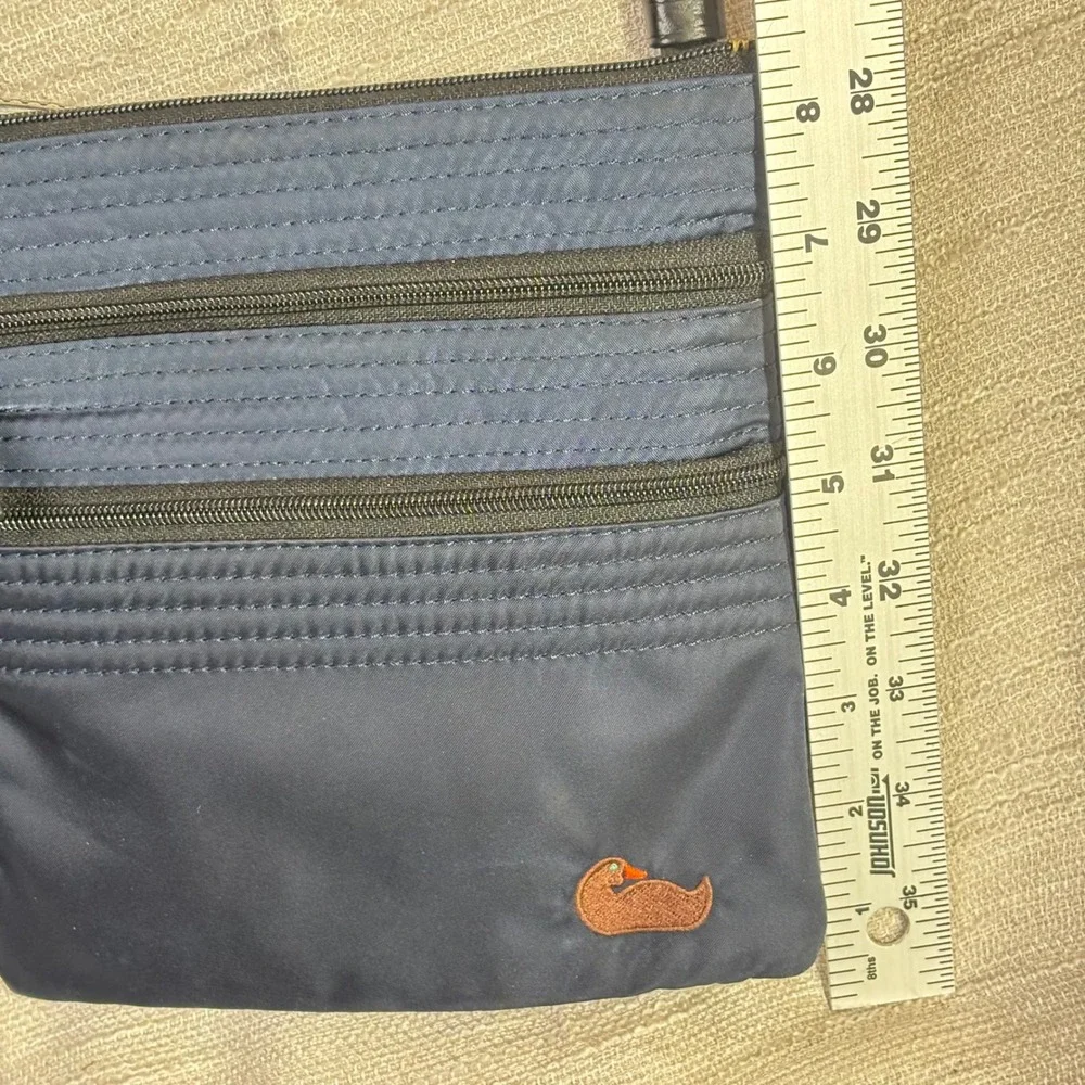 Dooney & Bourke Navy Nylon Triple Zip Crossbody Bag Pink Lining Duck Logo